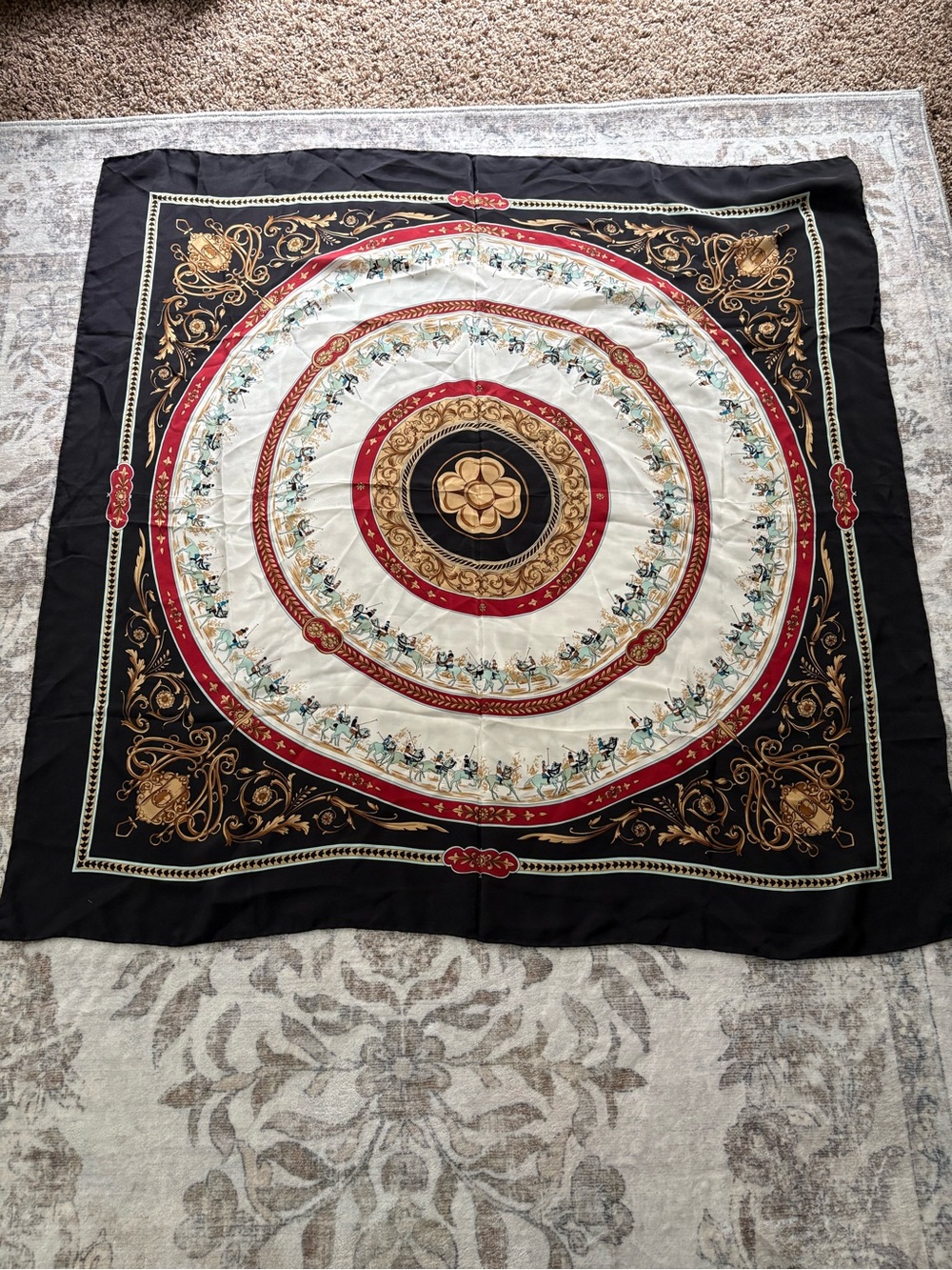Vintage Silk Scarf Equestrian Horse Polo Riders Classic Preppy Bit Bridle